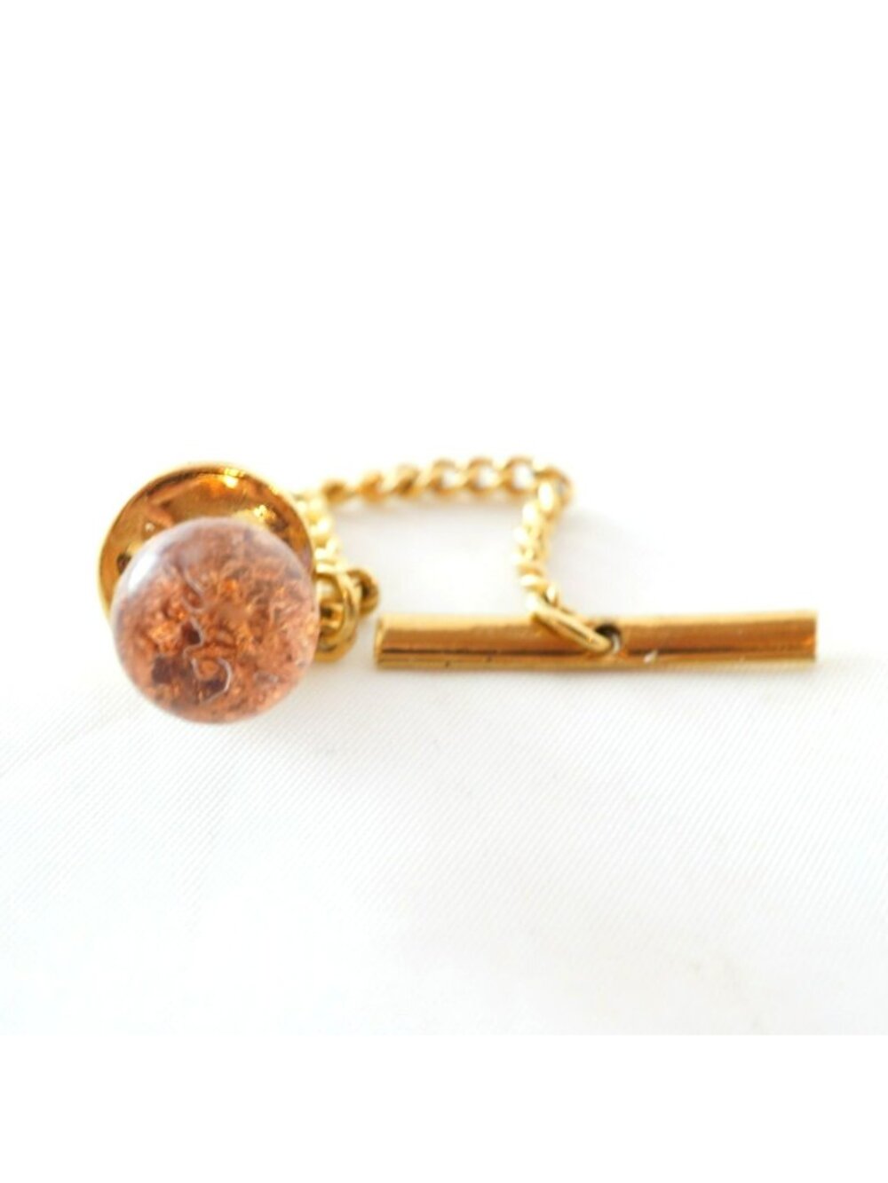 Vintage Rose Gold Tie Tack And Chain Bar Accent - Picture 4 of 4